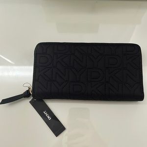 DKNY Black Nylon Wallet Large Zip Around Clutch Bag